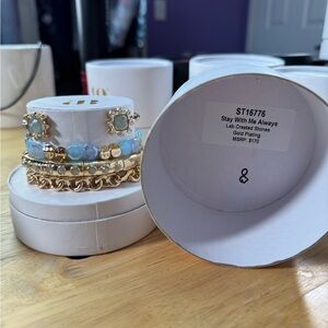 Stay With Me Always Gold and Blue Bracelet Set